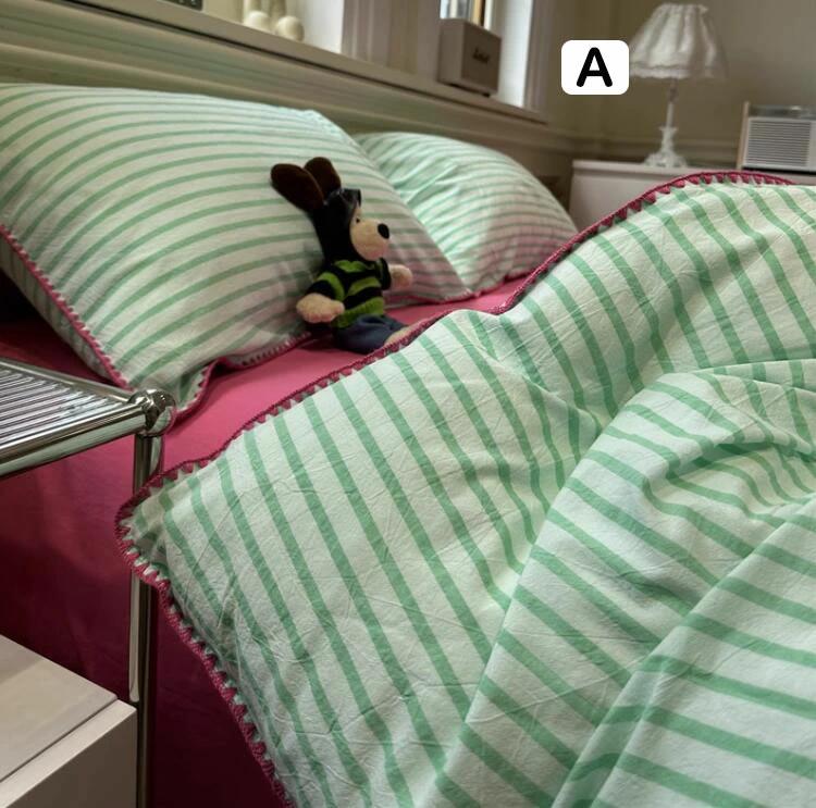 楽天市場】ストライプ柄 クイーン シングル ボックスシーツ/フラット