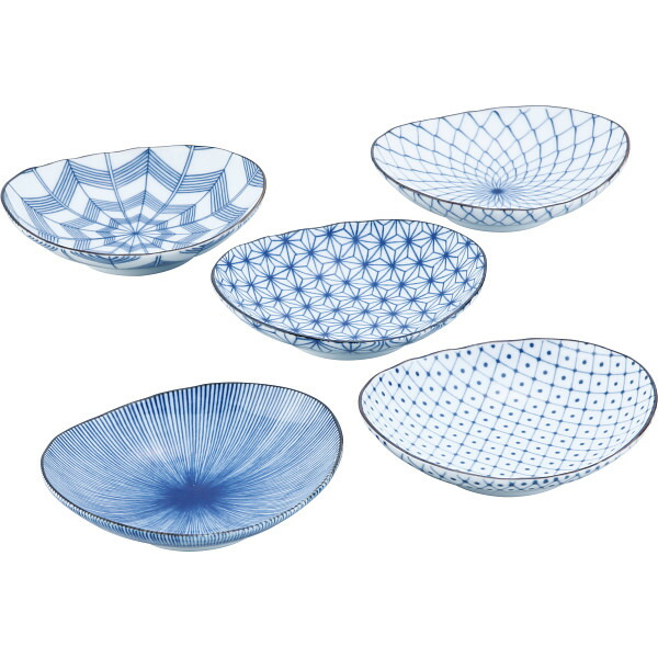 楽天市場】美濃焼 古染絵変り 楕円取鉢揃 20639 : ギフトのお店