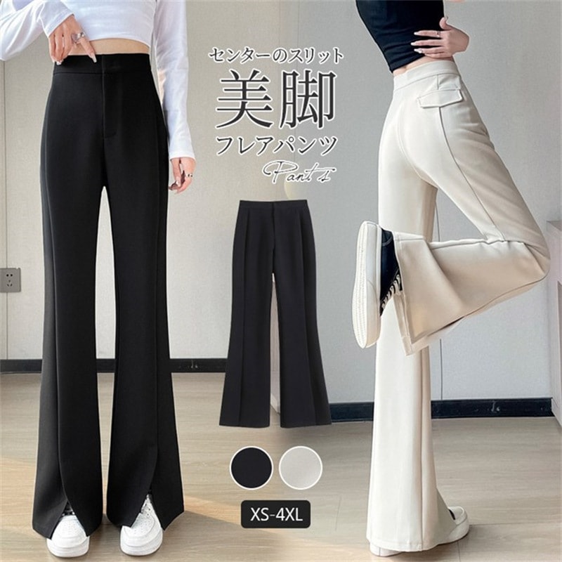 楽天市場】フレアパンツ スリット 楽 きれいめ ストレートパンツ