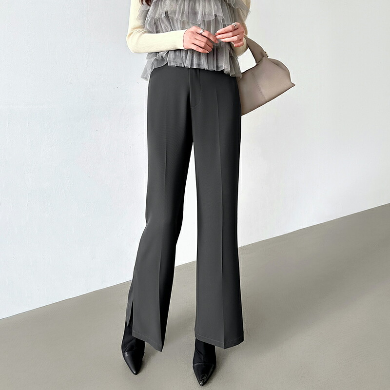 楽天市場】【3/7！クーポンで3,190円】 フレアパンツ スリット入り