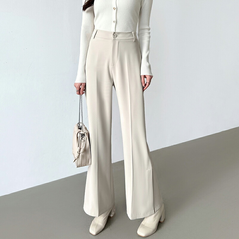 楽天市場】【3/7！クーポンで3,190円】 フレアパンツ スリット入り