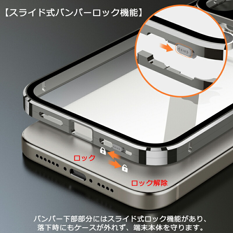 楽天市場】【両面ガラス バンパーロック Magsafe対応】 iPhone15