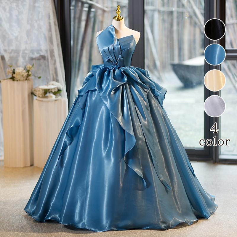 楽天市場】カラードレス ブルー ブラック シャンパン グレー ロング