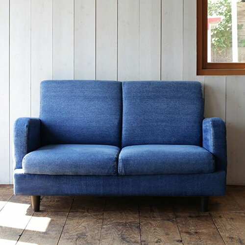 楽天市場】ソファ ソファー ローー 2人掛け ブルー 幅：140cm?149cm