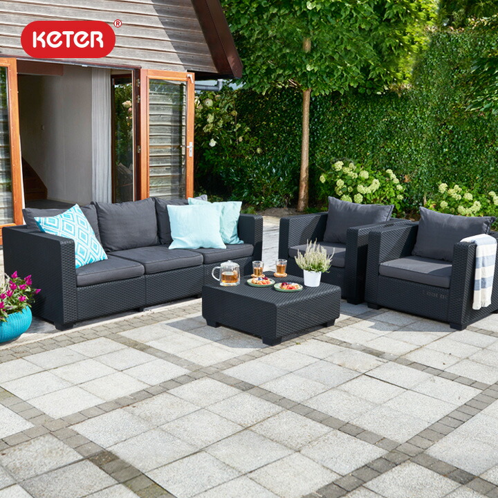 楽天市場】ガーデンファニチャー おしゃれ 樹脂製 雨ざらし「4点セット