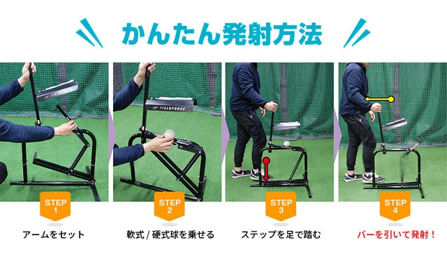 楽天市場】手動式小型ピッチングマシン フィールドフォース 硬式球