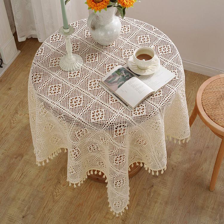 楽天市場】かぎ針編み ラウンド テーブルクロス ハンドメイド テーブル