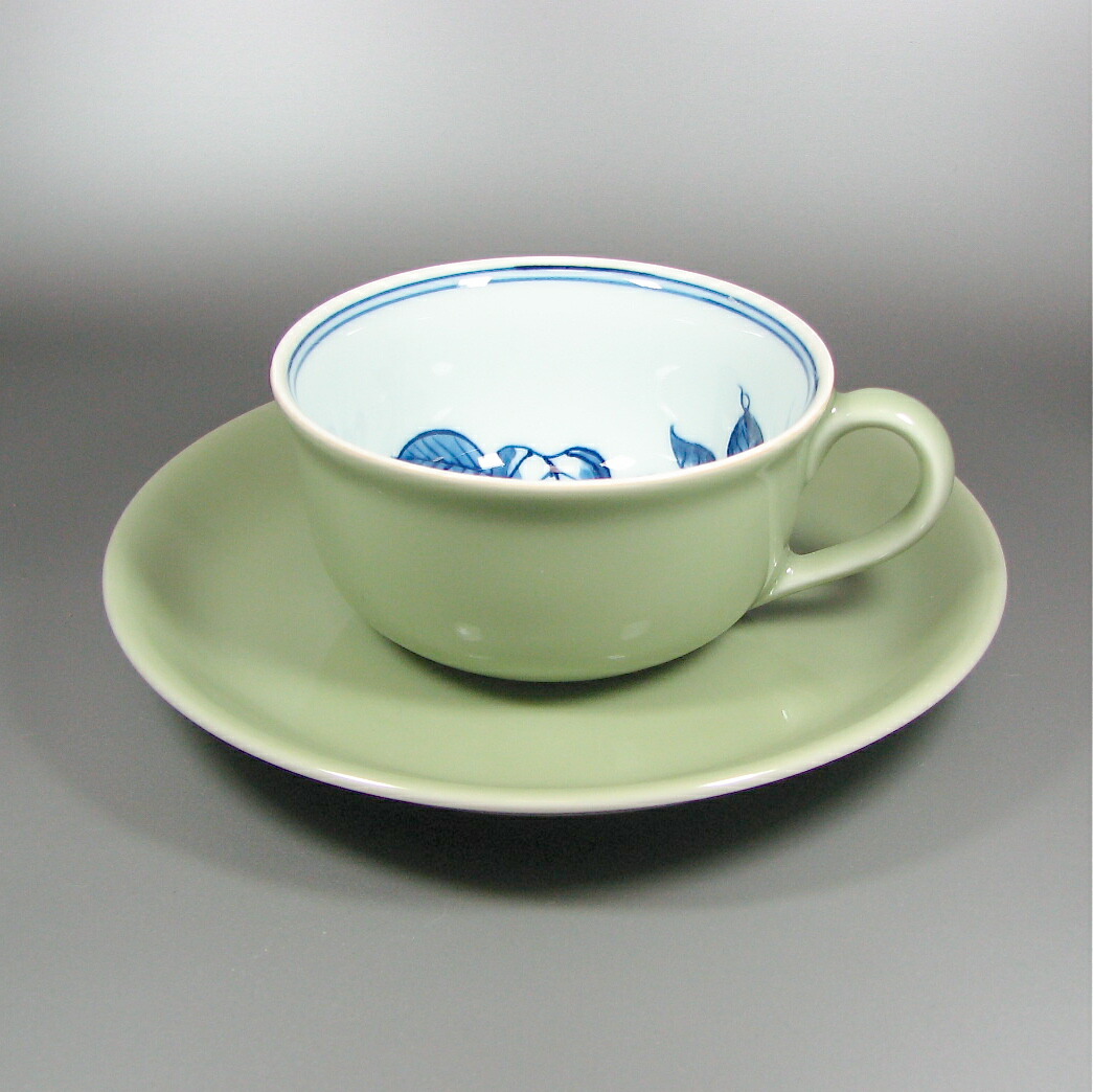 楽天市場】【有田焼】【源右衛門窯】 青磁木ノ葉文 碗皿 【コーヒー