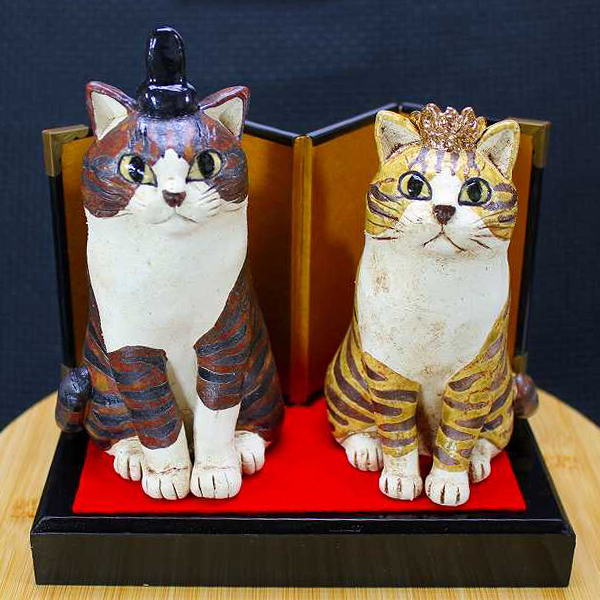 楽天市場】すみ田理恵 作ねこのやきもの猫のおひなさま猫 焼き物お雛様