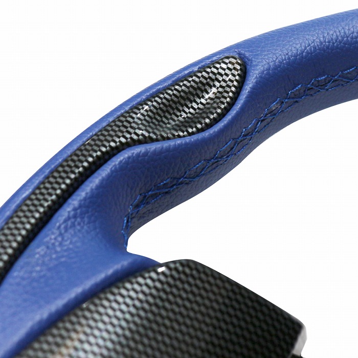 楽天市場】カーボン調パネル レザー＆ステッチ ステアリング 320φ 青
