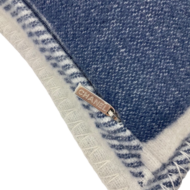 楽天市場】シャネル CHANEL ウール ネイビー ホワイト シルバー ココ