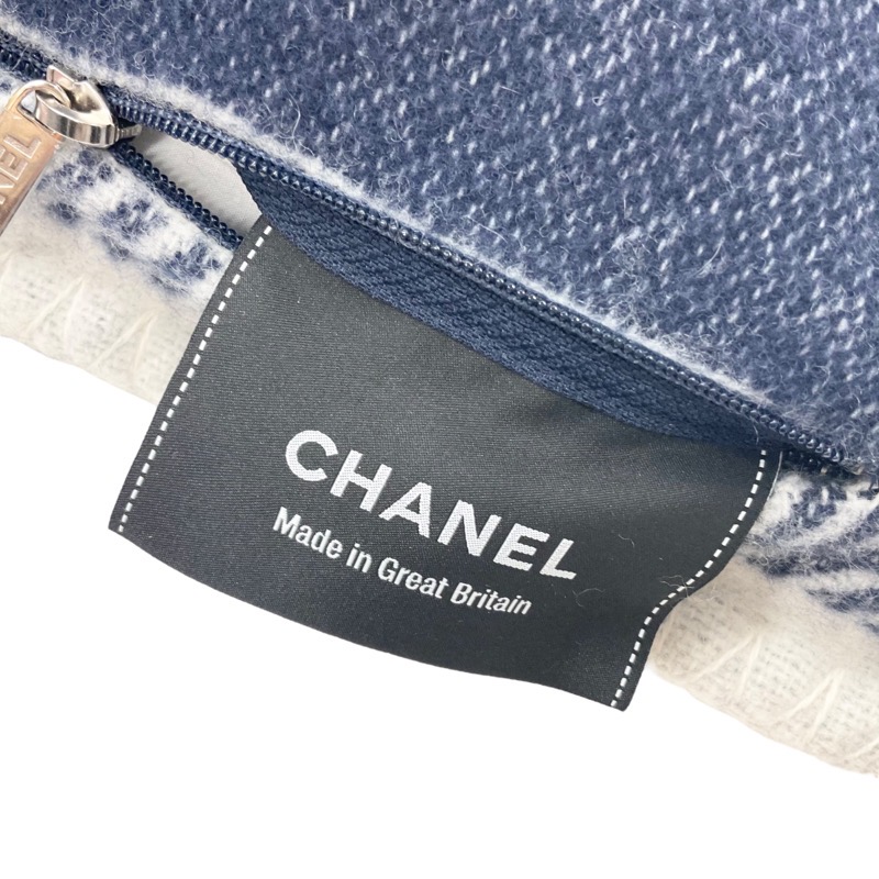楽天市場】シャネル CHANEL ウール ネイビー ホワイト シルバー ココ