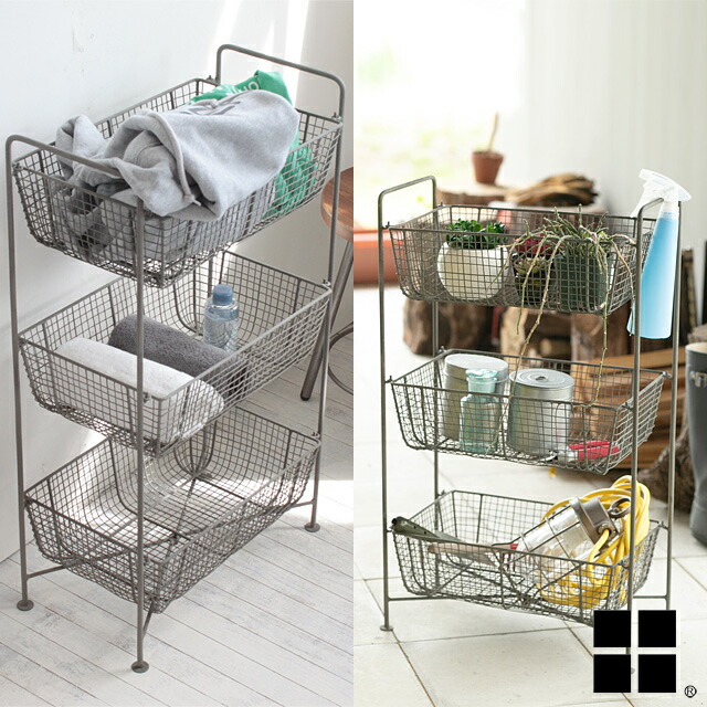 楽天市場】メッシュ3段ワイヤーバスケット ワイヤーシェルフ