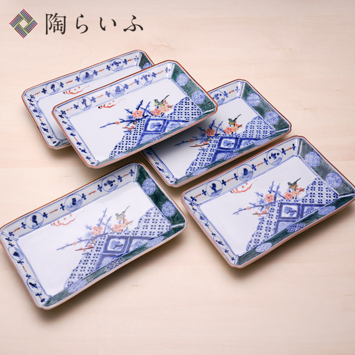 楽天市場】九谷焼 長角皿揃 色絵丸紋祥瑞/山本長左（宮内庁御用窯