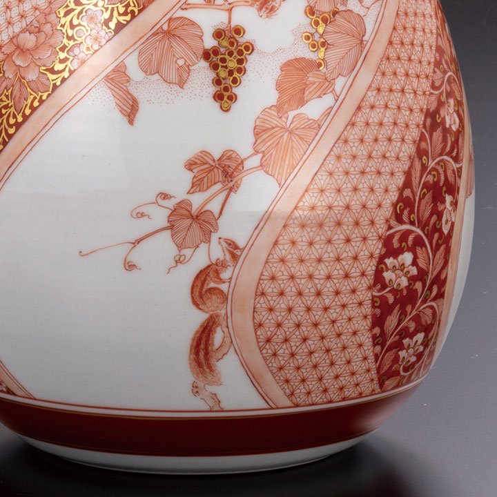 楽天市場】＜限定品＞ 九谷焼 6.5号花瓶 赤絵みのり文/福島武山＜花瓶