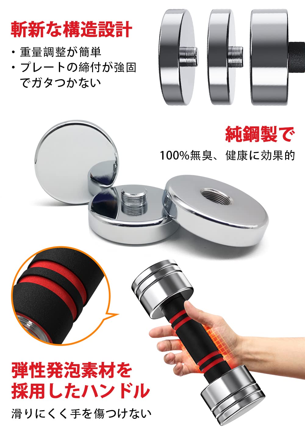 楽天市場】【送料無料】【公式】Northdeer ダンベル 可変式 小型