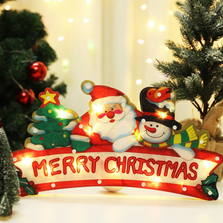 楽天市場】クリスマス 飾り LED プレート サンタ クロース モチーフ