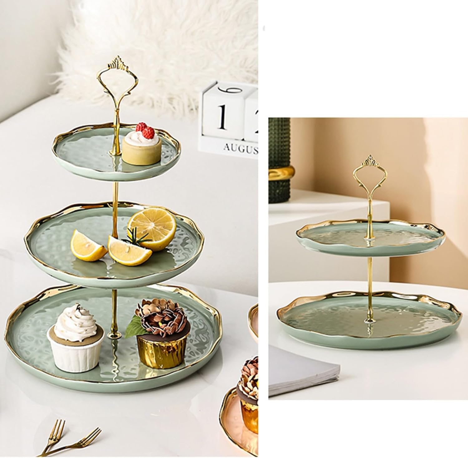 楽天市場】3段 セラミック ケーキスタンド カップケーキ デザート