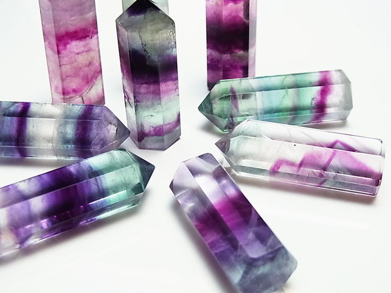 楽天市場】フローライト ポイント 六角柱【約10g前後】【マルチカラー