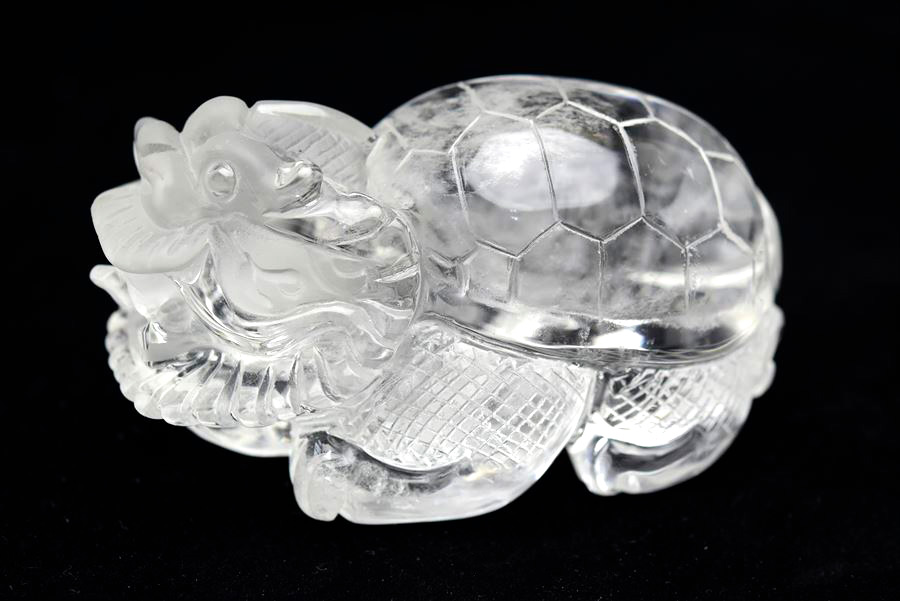 楽天市場】◇正財運◇ 天然 水晶 龍亀 ロングイ彫刻 置物【約298.4g