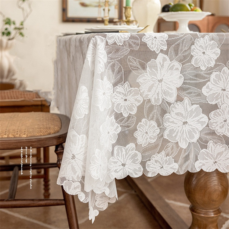 楽天市場】テーブルクロス レース テーブルマット 白 花柄刺繍 レース
