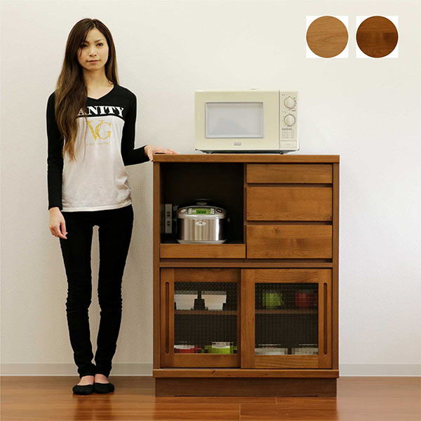 楽天市場】食器棚 ロータイプ 幅80cm 完成品 引き出し 引き戸 キッチン