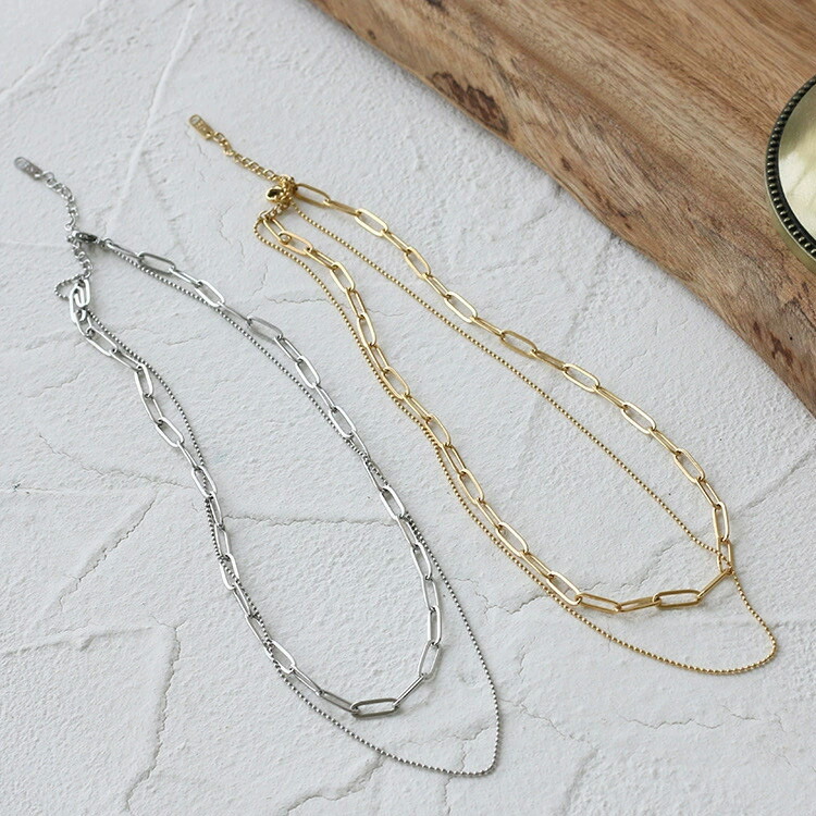 楽天市場】ネックレス レディース 2連ネックレス ゴールド シルバー