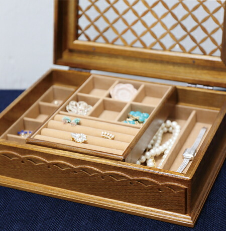 楽天市場】ジュエリケース おしゃれ 木製 日本製 格子 アンティーク