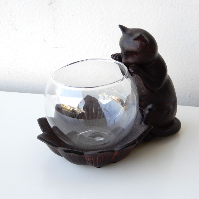 楽天市場】花瓶 花器 ガラスベース フラワーベース 置物 猫 ねこ
