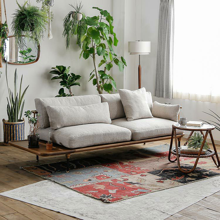 楽天市場】ソファ 3P ローソファ オーク材 ナチュラル 北欧 格子 木製