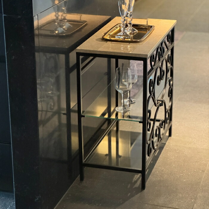 楽天市場】サイドテーブル 大理石 アイアン ガラス コンソール 花台