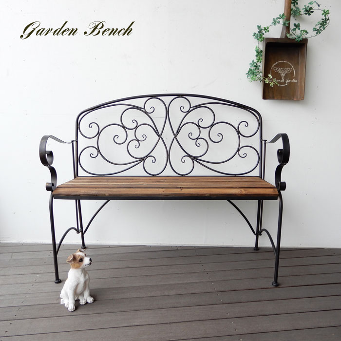 楽天市場】ベンチ ガーデンベンチ アイアン ウッド アンティーク調