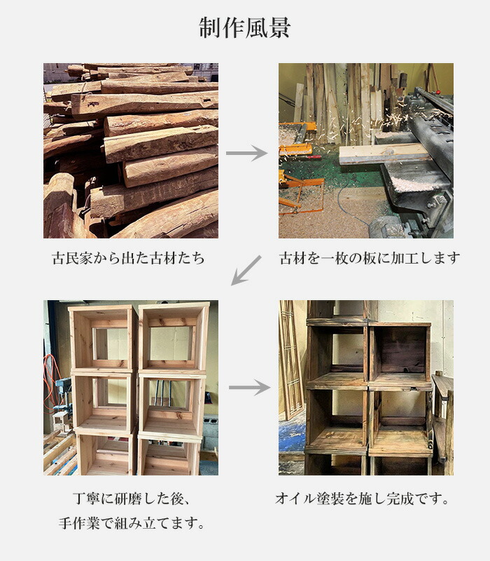 楽天市場】【再販売】古材 キューブボックス 4個セット 日本製 幅35cm