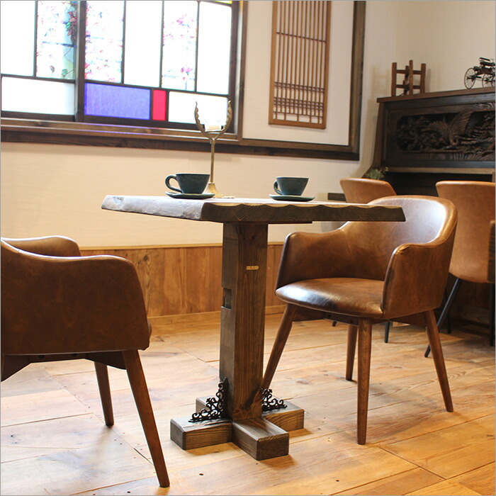 楽天市場】古材 無垢材 一本脚 カフェテーブル 幅65cm 高さ70cm 耳付き