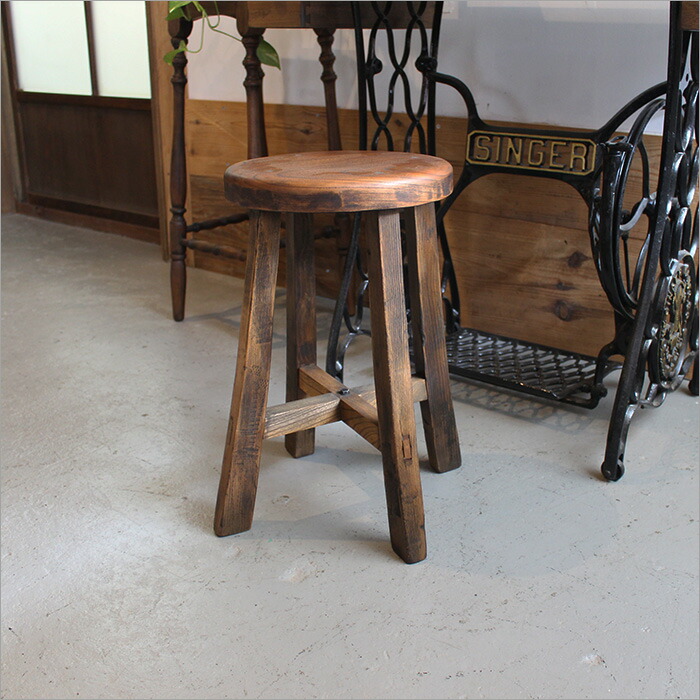 楽天市場】丸椅子 木製 アンティーク おしゃれ ケヤキ材 無垢材