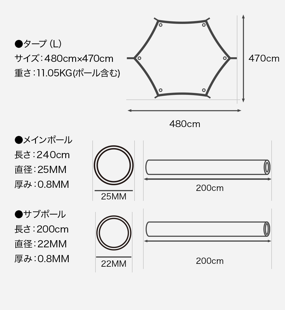 楽天市場】WAQ HEXA TARP TC Lサイズ ヘキサタープ waq-httc1 4-6人用