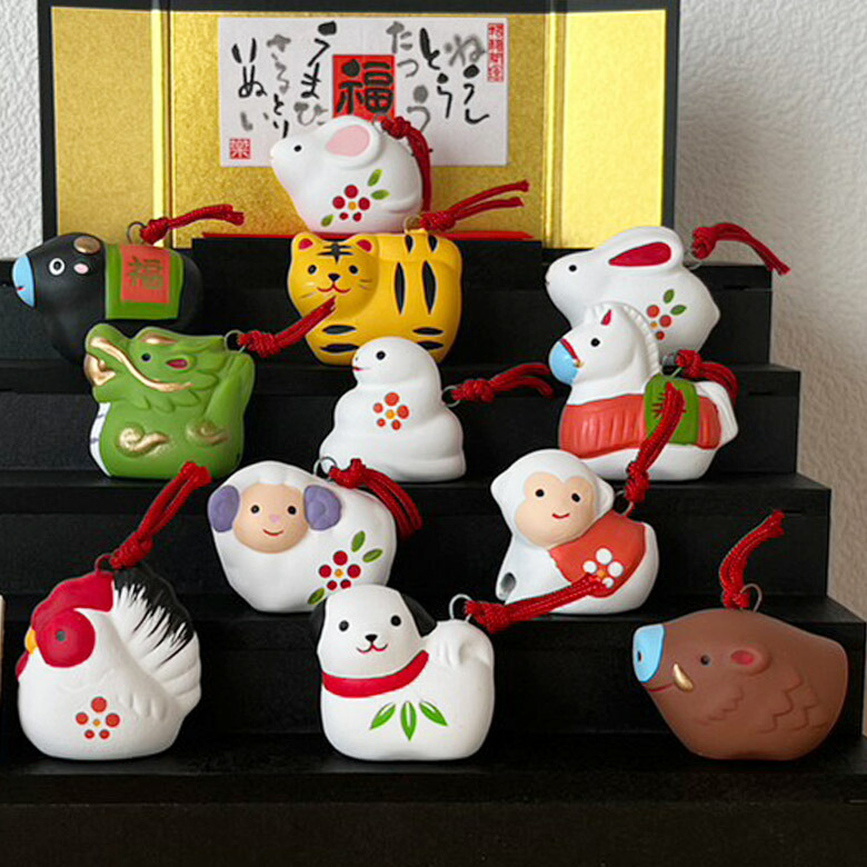 楽天市場】【ポイント5倍】干支 置物 薬師窯 錦彩招福寿々十二支
