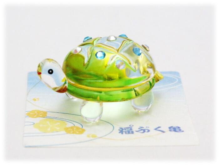 楽天市場】【 ガラス 置物 】クリスタル ぷくぷく亀 [ 可愛い 亀 カメ