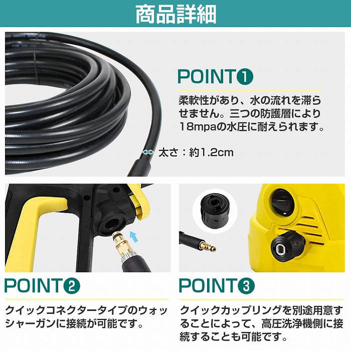 楽天市場】『15m』 ケルヒャー 互換 延長 ホース 高圧洗浄機 アダプタ