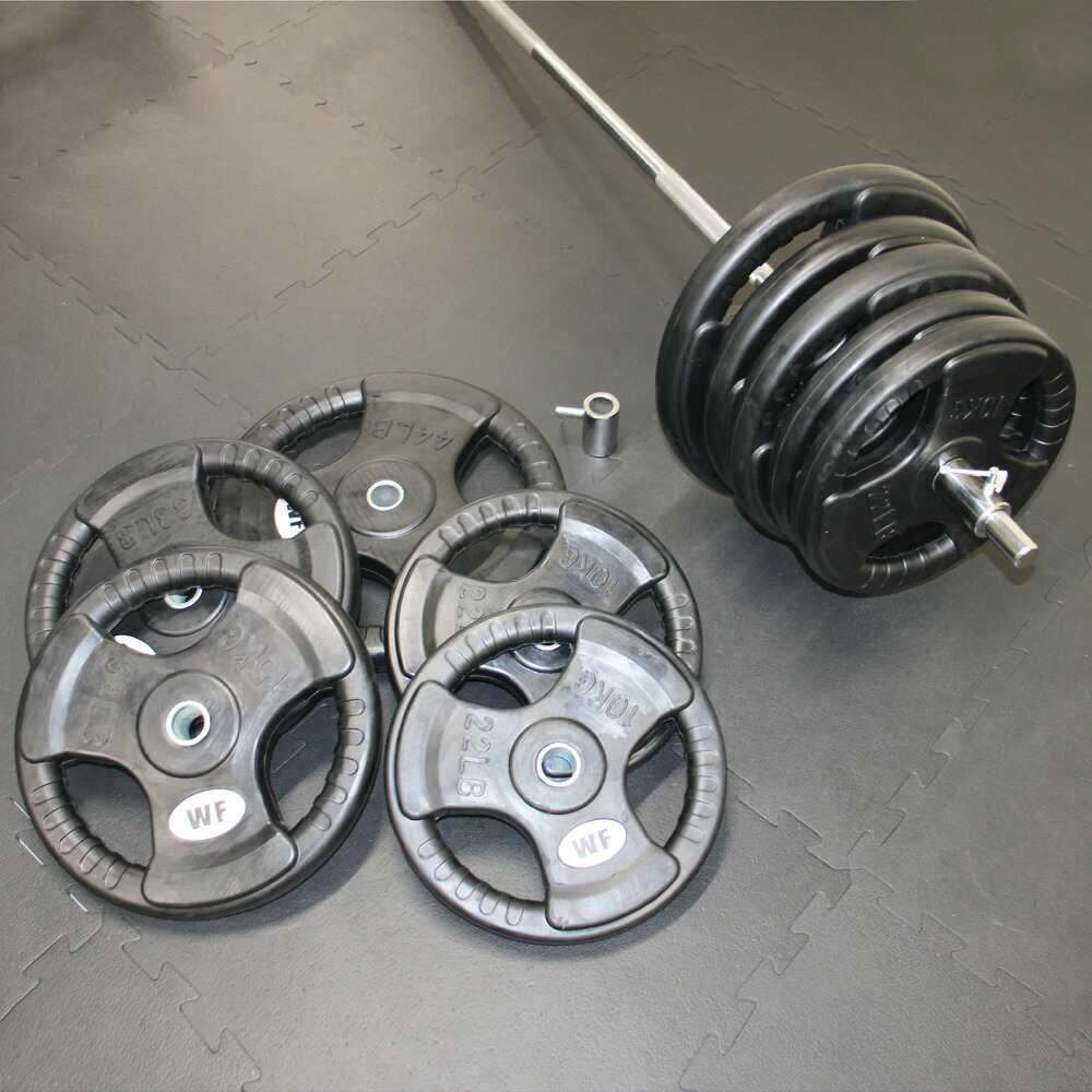 楽天市場】黒ラバーバーベルセット 150kg送料無料 筋トレ バーベル