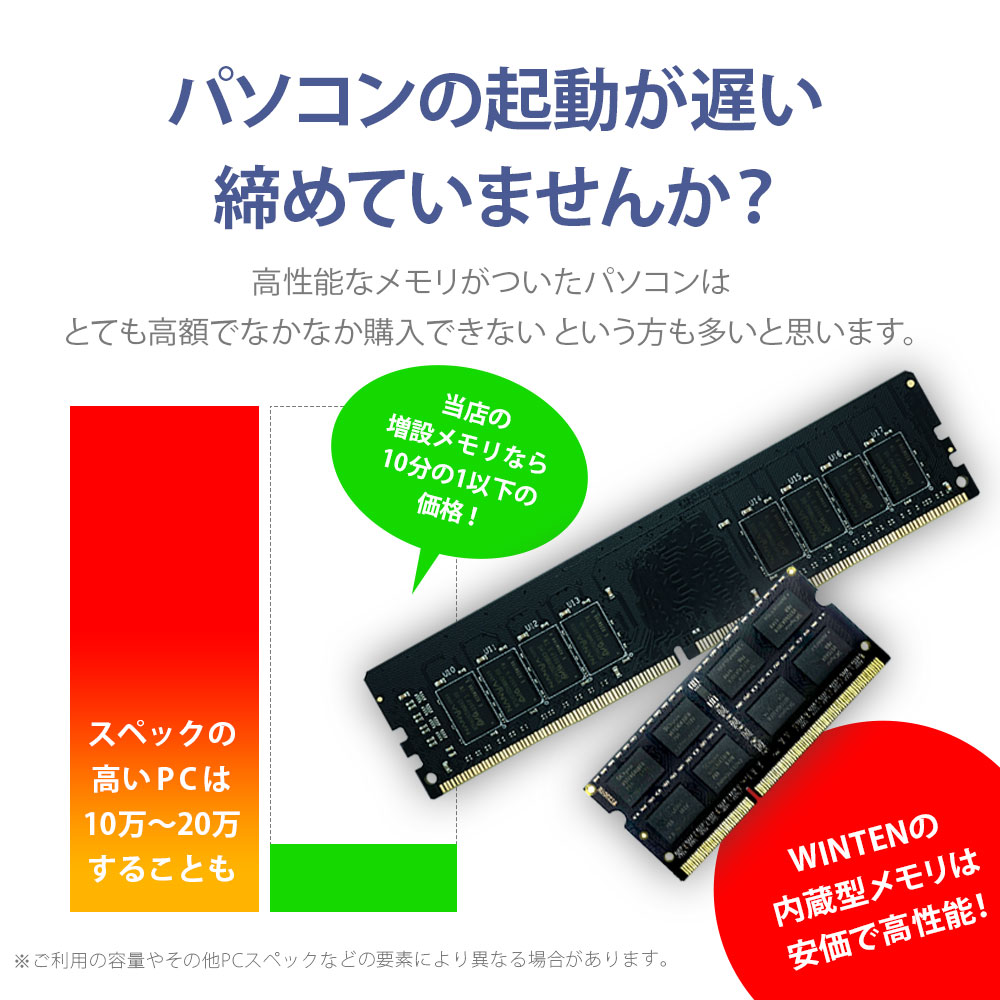楽天市場】WINTEN ノートPC用 メモリ DDR4 2400 PC4-19200 32GB (16GB