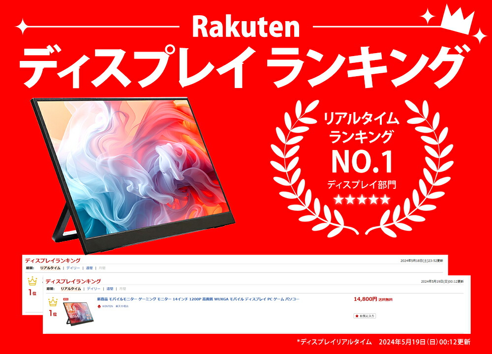 楽天市場】【スーパーSALE限定 P10倍】WINTEN モバイルモニター