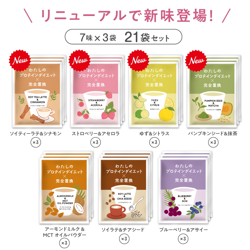 楽天市場】わたしのプロテインダイエット×完全置換 21食セット