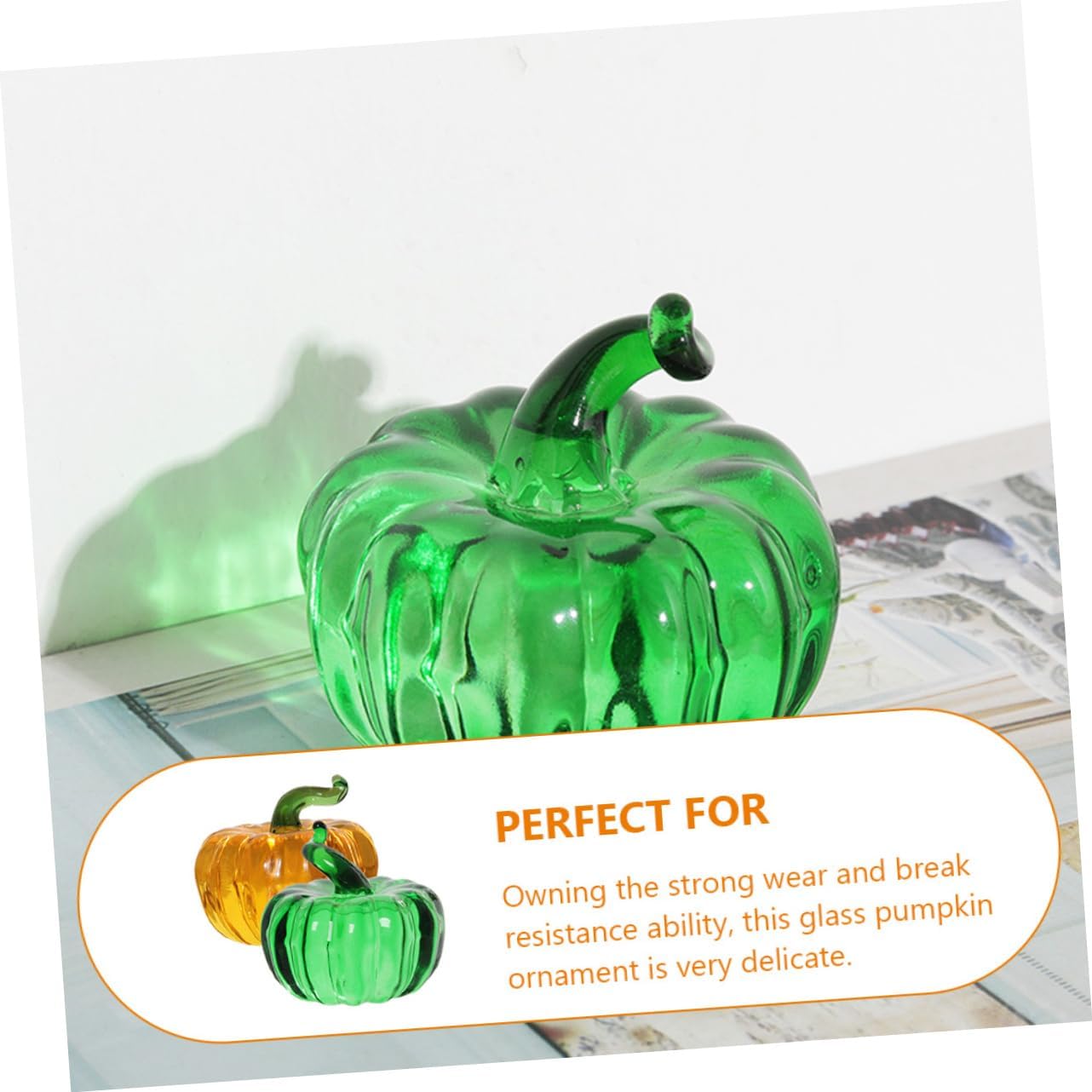 楽天市場】2 個ミニガラスカボチャグッズ置物カボチャアートワーク文鎮