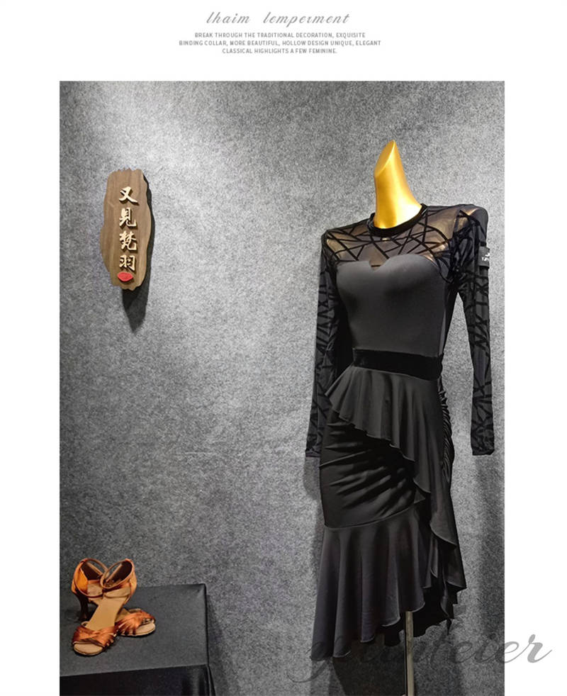 楽天市場】社交ダンス ラテンドレス 長袖 フリル ラテンダンス衣装