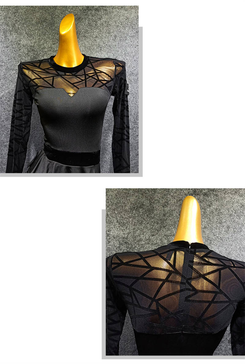 楽天市場】社交ダンス ラテンドレス 長袖 フリル ラテンダンス衣装