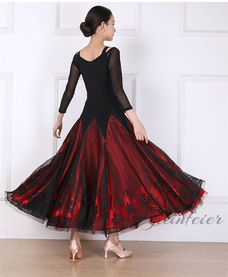 楽天市場】4Colors 社交ダンスドレス 2層色 露肩長袖 フラメンコ