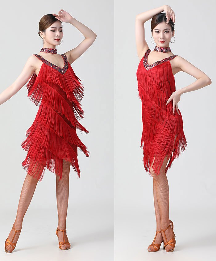 楽天市場】ラテンダンス フリンジ ワンピース スパンコール ダンス衣装