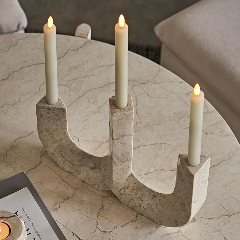楽天市場】キャンドルスタンド 大理石 3本立て キャンドルホルダー