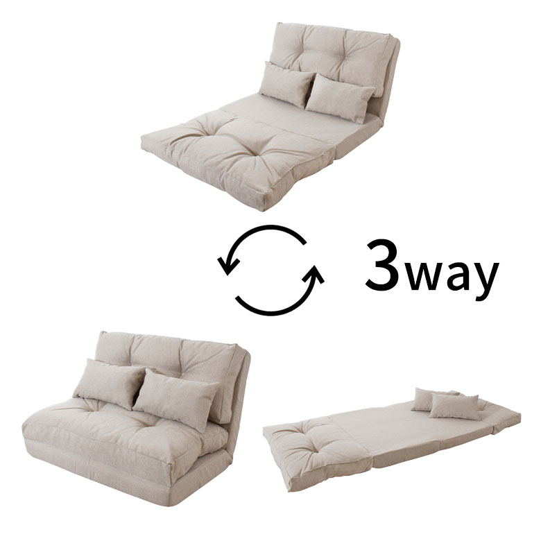 楽天市場】ソファベッド 3way 2way 2人掛け 折りたたみ 14段階